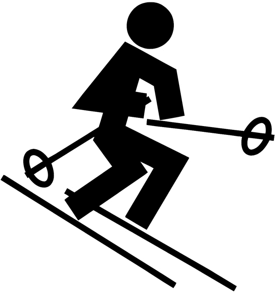 Snow skiing symbol vinyl sticker. Customize on line. Sports 085-1292